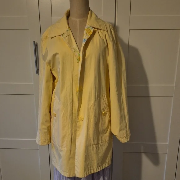 Andrea Viccaro Womens Sz Medium Floral Reversable Yellow Jacket - Picture 7 of 8